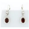 Image 1 : Vintage Style Garnet Dangle Earrings in Sterling Silver