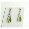 Image 2 : Elegant Peridot Dangle Earrings set in Sterling Silver