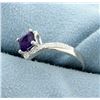 Image 2 : Amethyst and Diamond Ring in Platinum over Sterling Silver