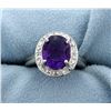 Image 1 : 3 ct Amethyst and Diamond Ring in Platinum over Sterling Silver