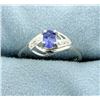 Image 1 : 1/2 ct Tanzanite and Diamond Sterling Silver Ring