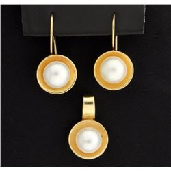 Large Pearl Earrings & Pendant Set