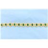 Image 1 : Fabulous Victorian Design Emerald and Diamond Bracelet in 14k Gold