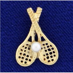 Tennis pendant with cultured pearl