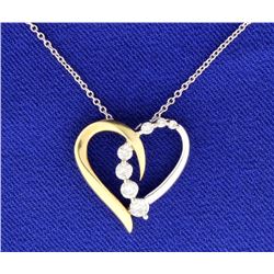 Diamond Tutone 14k White Gold & Yellow Gold Heart
