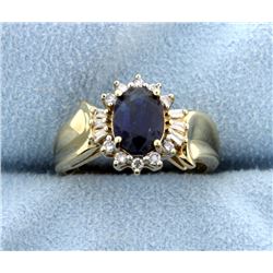 Sapphire & Diamond 10k Yellow Gold Diamond Ring