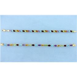 TWO 14k Multi Color Gemstone Bracelets - 20 Carats Total!