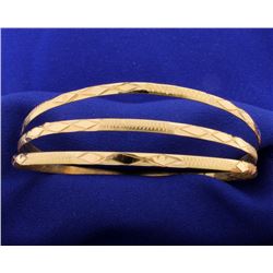 3 Yellow Gold 18k Engraved Bangle Bracelets!