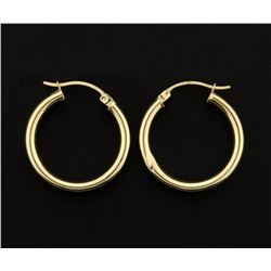 14k Plain Finish Hoop Earrings
