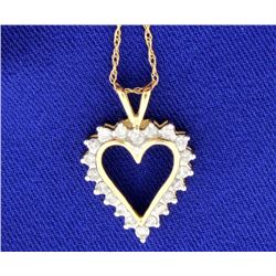 Diamond Heart with 21 Brilliant Cut Diamonds in a 10K Yellow Gold Pendant