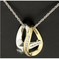 Diamond Tutone 14K Slide & Chain