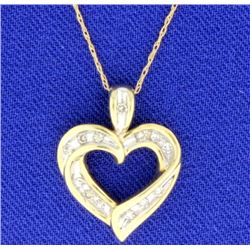 Diamond Heart 10K Pendant with 13 Brilliant Cut Diamonds