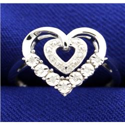 Diamond and Sterling Silver Heart Ring
