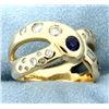 Image 3 : Custom Designer Sapphire and .75 ct Diamond Ring