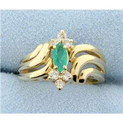 14k Emerald and Diamond Ring