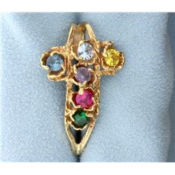 Multi-Gem Cross Pendant