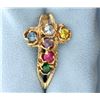Image 1 : Multi-Gem Cross Pendant