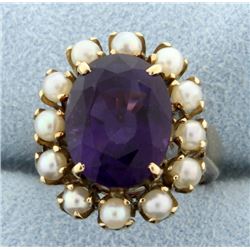 Vintage Amethyst & Seed Pearl Ring
