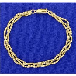 6 3/4 Inch Braided Gold Bracelet