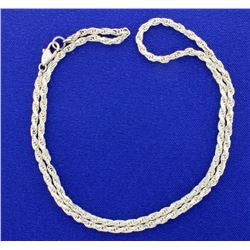 19 Inch White Gold Rope Chain