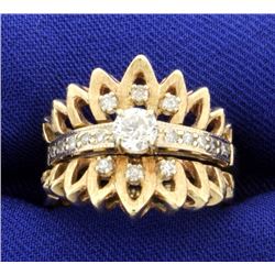 Antique Old Mine Cut Diamond Ring with Matching Diamond Jacket