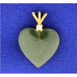 Jade & Diamond Heart Pendant