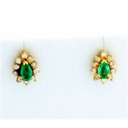 Natural Emerald and Diamond Earrings