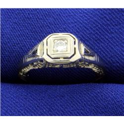 18K Vintage Filigree Diamond and Sapphire Ring