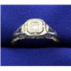 Image 1 : 18K Vintage Filigree Diamond and Sapphire Ring