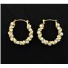 Image 2 : 14K Twisted Gold and Pearl Hoop Earrings