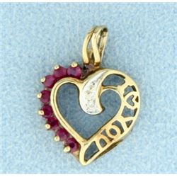 Ruby & Diamond Heart Pendant