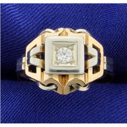 Vintage 18K Rose & White Gold Diamond Ring