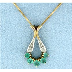 Emerald & Diamond Pendant with chain