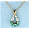 Image 1 : Emerald & Diamond Pendant with chain