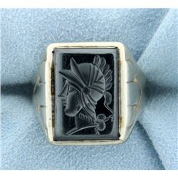 Hematite Gladiator Head Ring