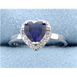 Sterling silver ring with lab Tanzanite & Diamonds