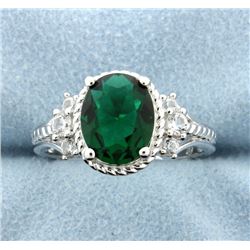Sterling silver ring with Lab Emerald
