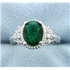 Image 1 : Sterling silver ring with Lab Emerald