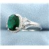 Image 2 : Sterling silver ring with Lab Emerald