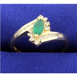 Emerald & Diamond 14K Ring