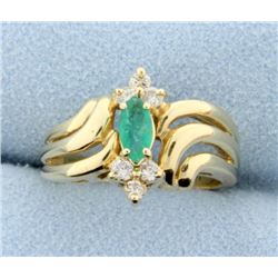 14k Emerald and Diamond Ring