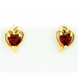 Garnet Heart Earrings