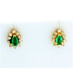 Natural Emerald and Diamond Earrings