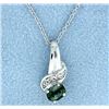 Image 1 : Tourmaline & Diamond pendant with chain