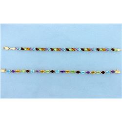 TWO 14k Multi Color Gemstone Bracelets - 20 Carats Total!