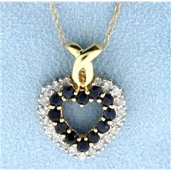 Diamond and Sapphire 14k Heart Pendant.