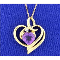 Amethyst and Diamond 10k Yellow Gold Pendant
