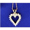 Image 1 : Diamond Heart with 21 Brilliant Cut Diamonds in a 10K Yellow Gold Pendant