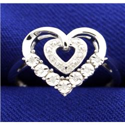 Diamond and Sterling Silver Heart Ring