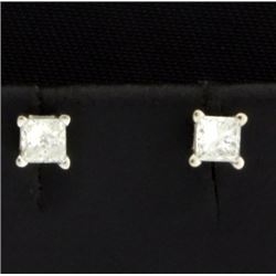 1/4ct Total Weight Princess Diamond Stud Earrings